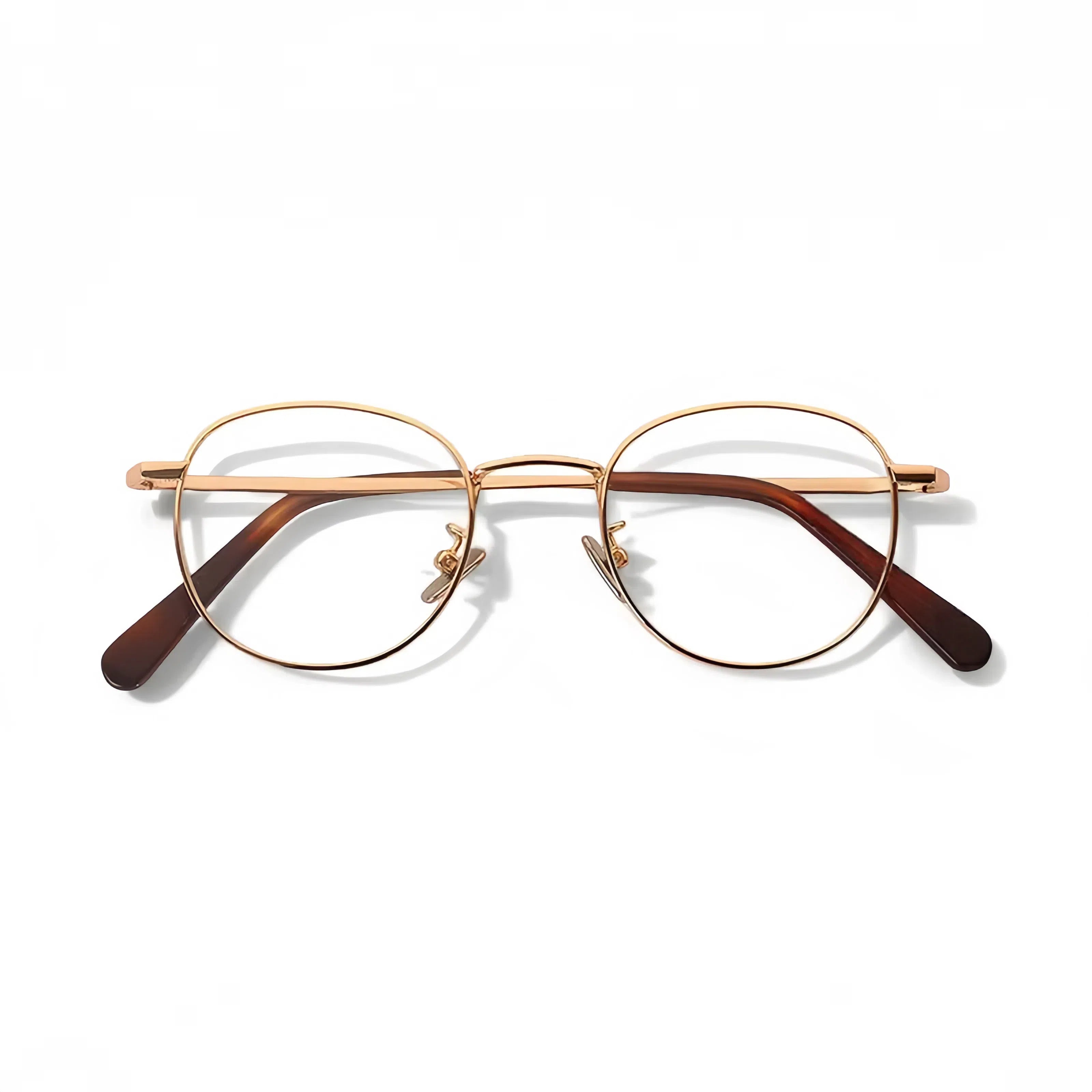 HIGLAZE • Round Metal Frame with Acetate Temple Tips •16418• Custom Lenses