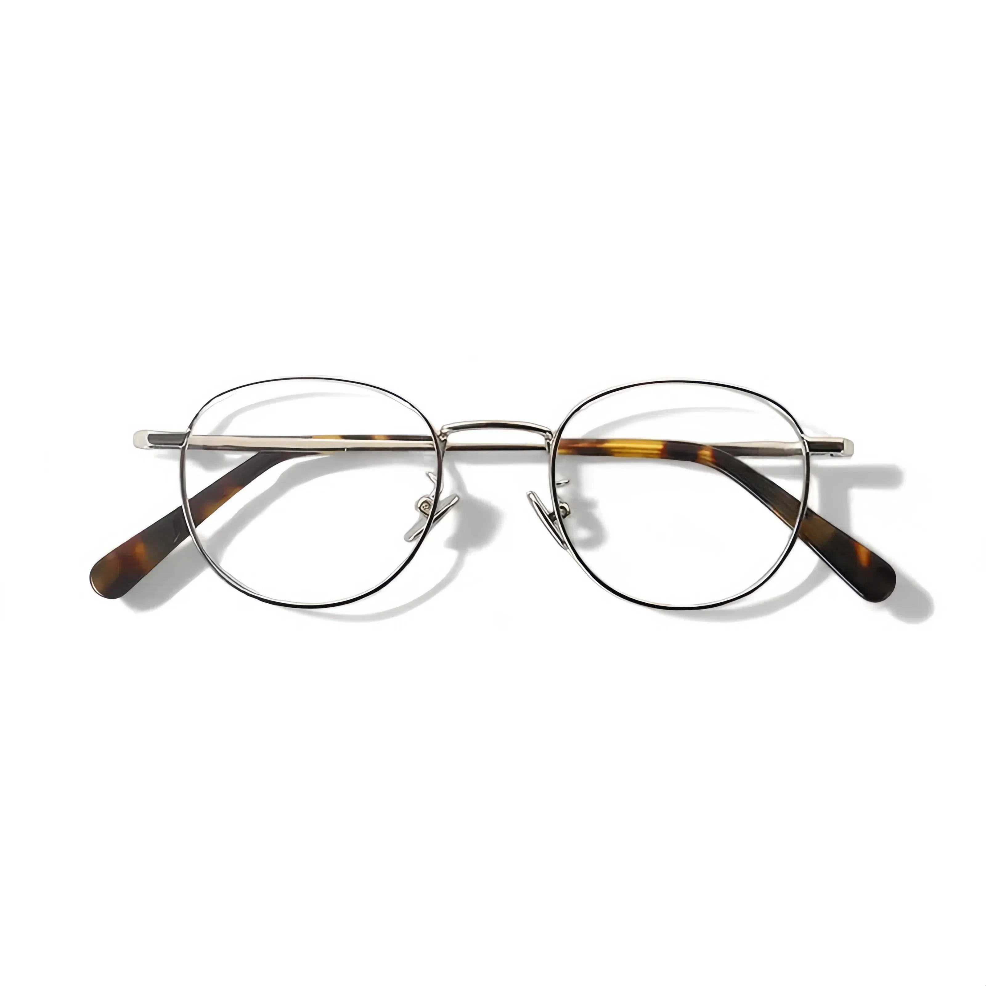 HIGLAZE • Round Metal Frame with Acetate Temple Tips •16418• Custom Lenses